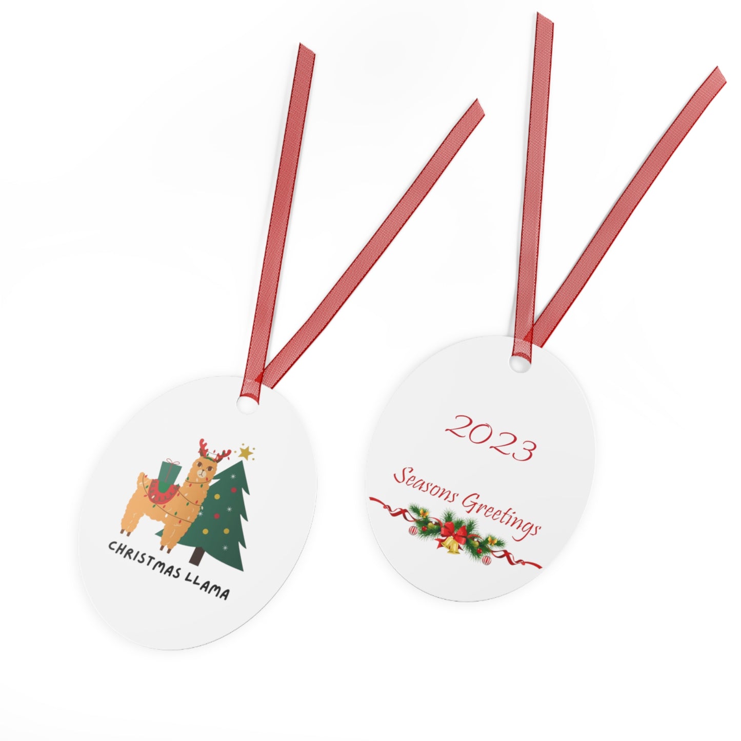 Christmas Llama, Christmas Metal Ornaments