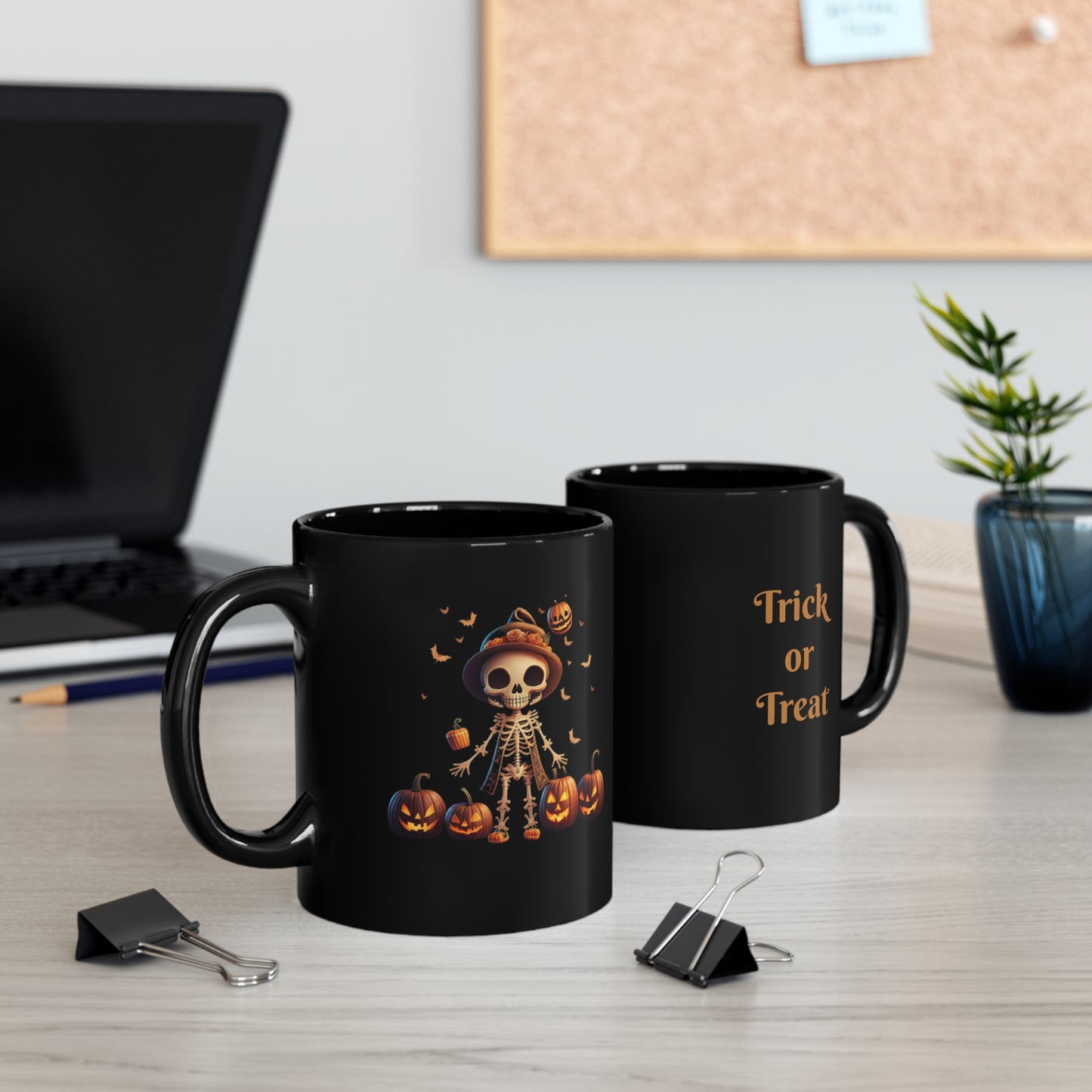 Happy skeleton 11oz Black Mug