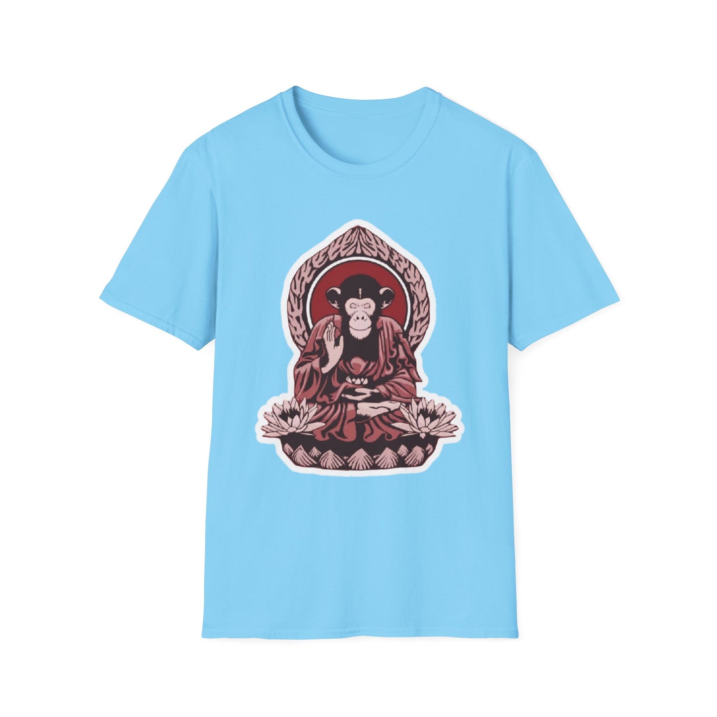 Chimpanzee Meditation T-Shirt, Buddhist Monkey Tee, Zen Animal Shirt, Mindfulness Top, Relaxation Apparel