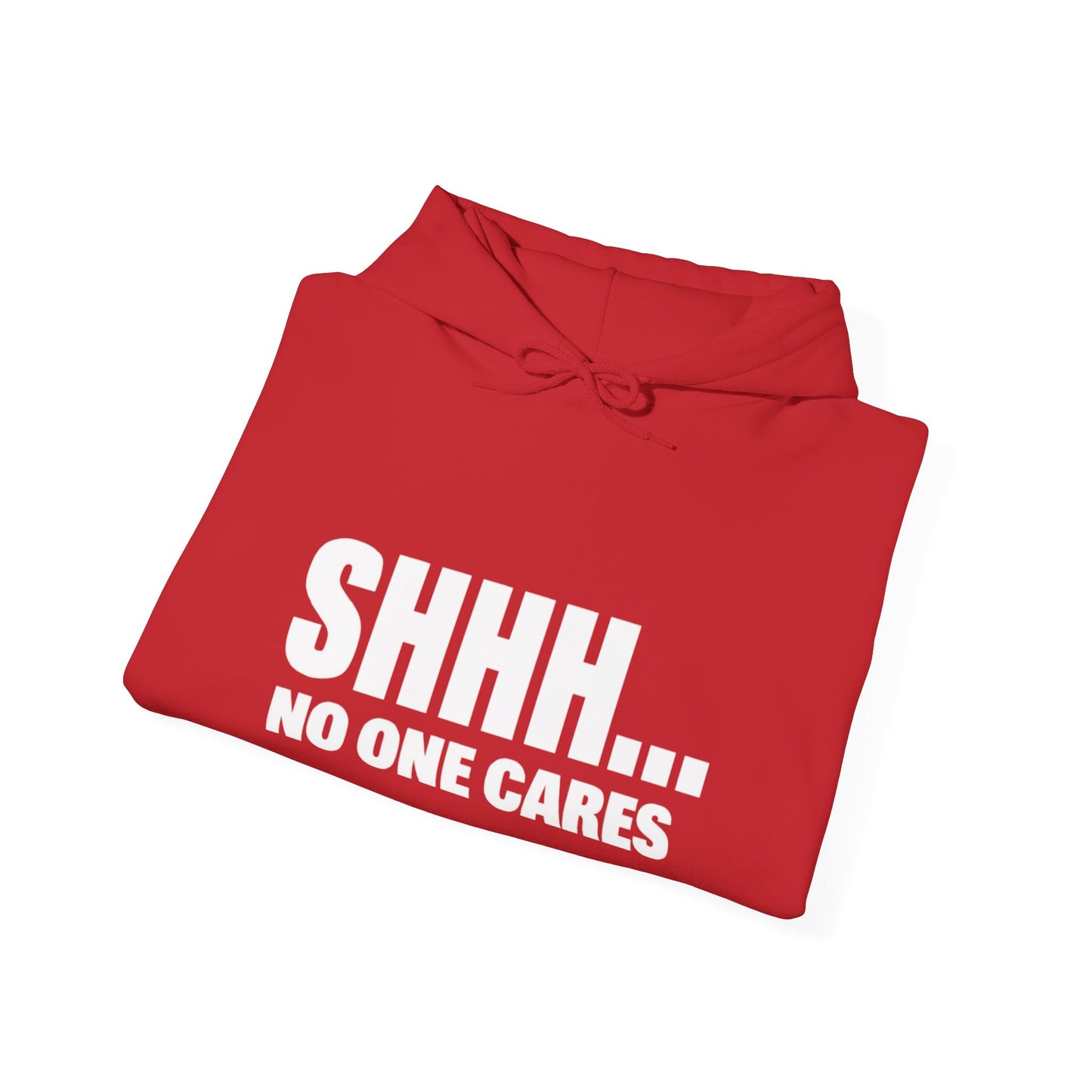 Funny "Shhh No One Cares" Hoodie, Sarcastic Gift for Teens and Adults, Unisex Sweatshirt, Long Sleeve Pullover