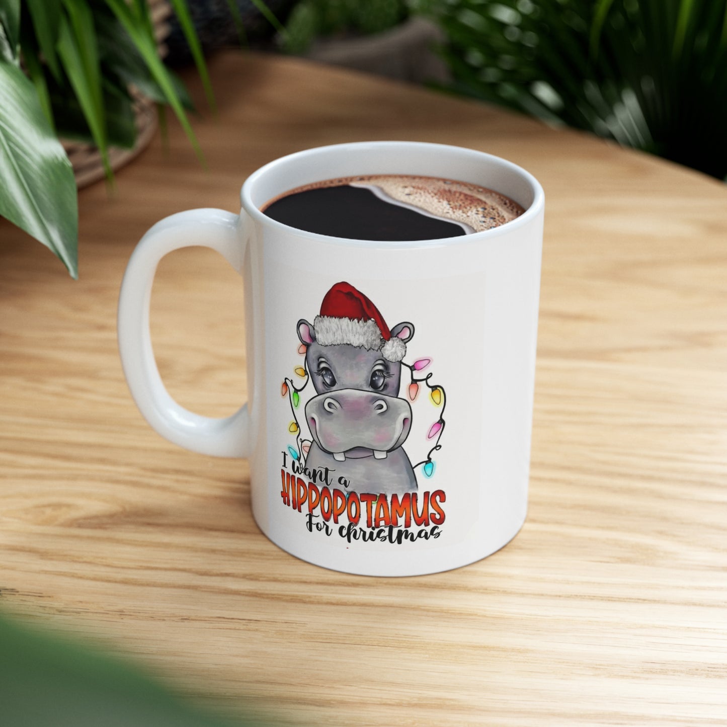 Hippopotamus Christmas Ceramic Mug 11oz