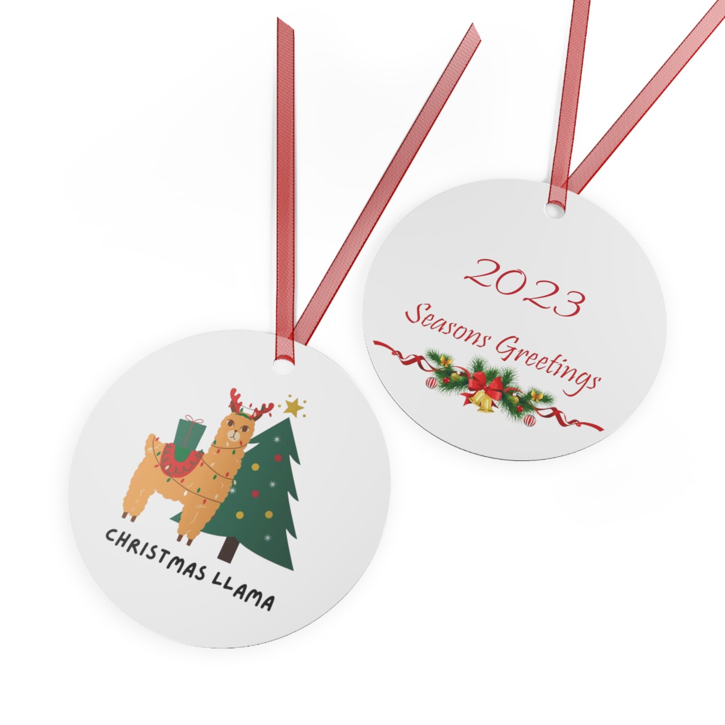 Christmas Llama, Christmas Metal Ornaments