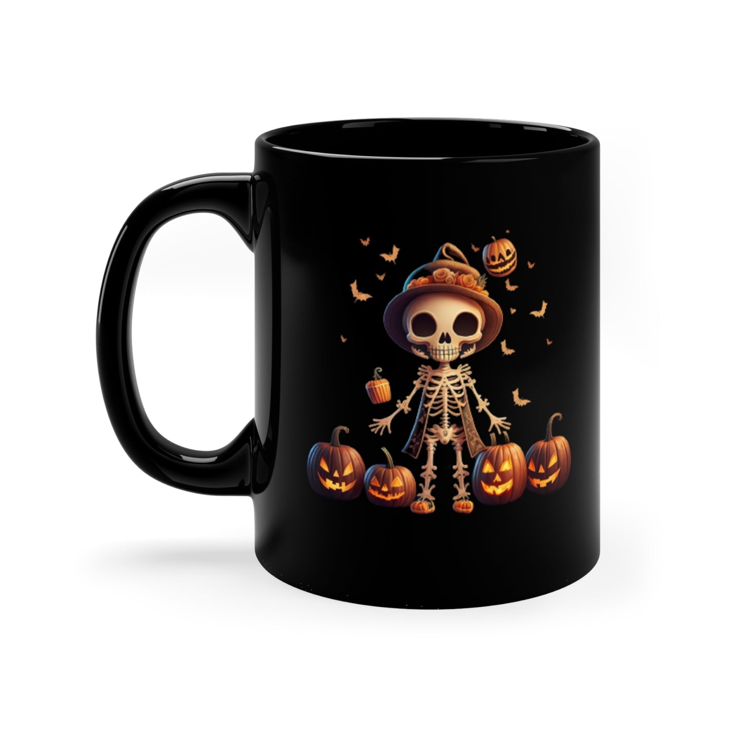 Happy skeleton 11oz Black Mug