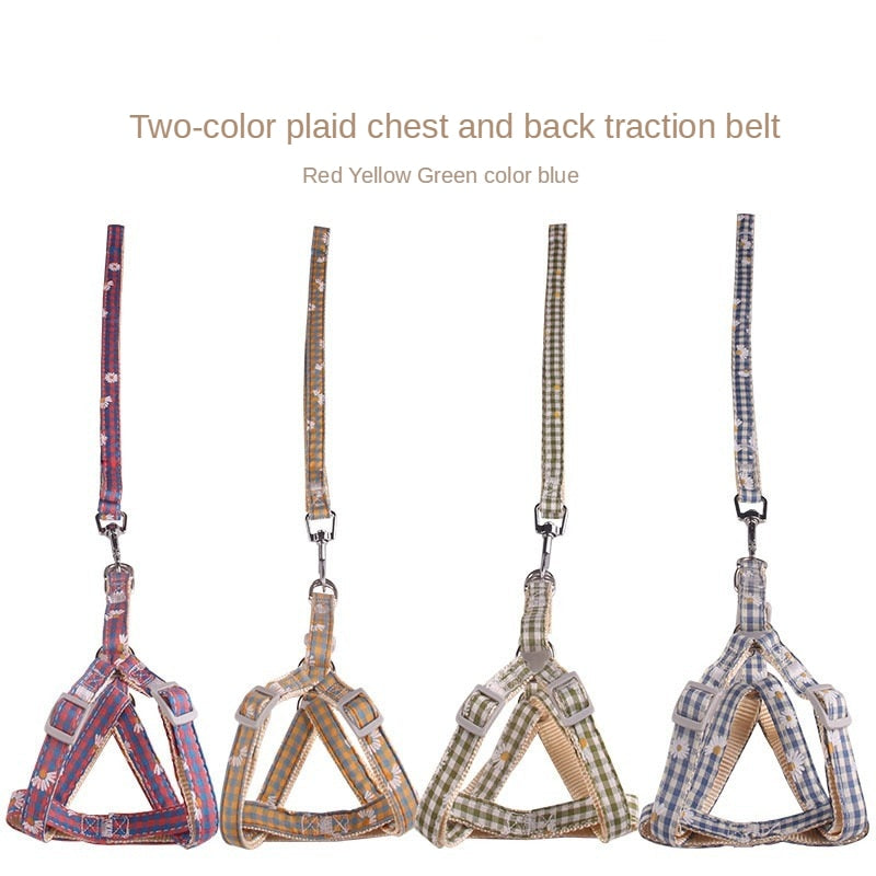 Pet Leash Small Medium Dog Leash Small Daisy Lattice Chest Harness Pet Supplies Pet Products for Dog Harness Fashion