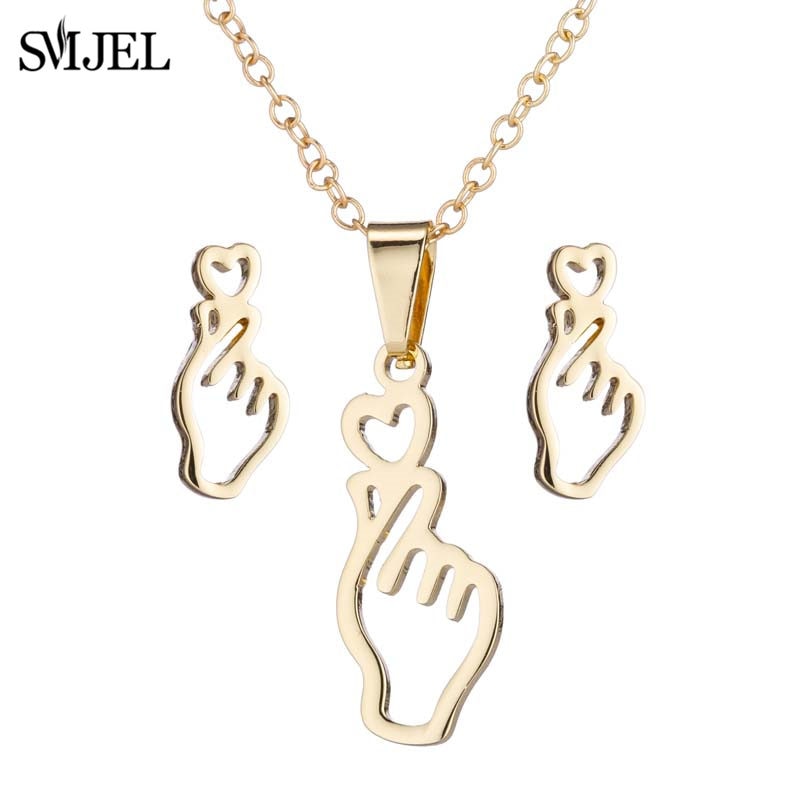 Stainless Steel Paw Necklace Earring for Women Simple Hollow Dog Paw Jewelry Sets Cute Cat Pendant Nekclaces 2023 Birthday Gift