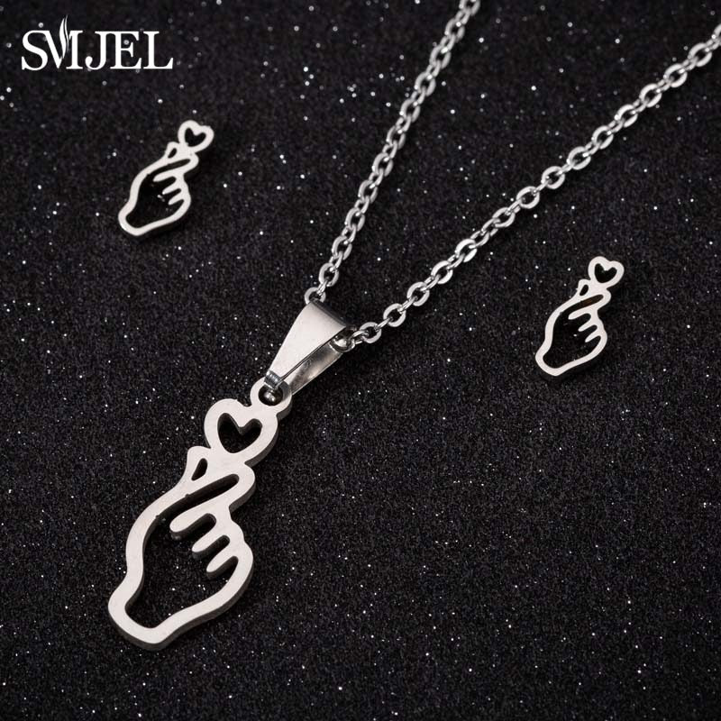 Stainless Steel Paw Necklace Earring for Women Simple Hollow Dog Paw Jewelry Sets Cute Cat Pendant Nekclaces 2023 Birthday Gift