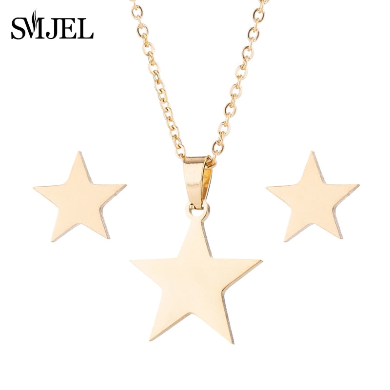 Stainless Steel Paw Necklace Earring for Women Simple Hollow Dog Paw Jewelry Sets Cute Cat Pendant Nekclaces 2023 Birthday Gift