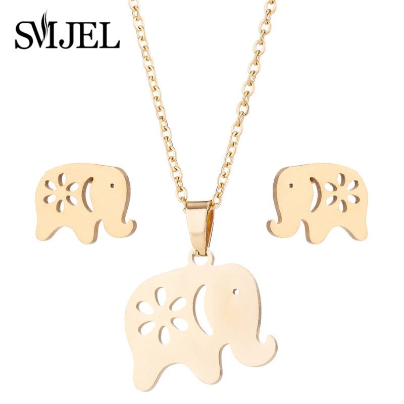 Stainless Steel Paw Necklace Earring for Women Simple Hollow Dog Paw Jewelry Sets Cute Cat Pendant Nekclaces 2023 Birthday Gift