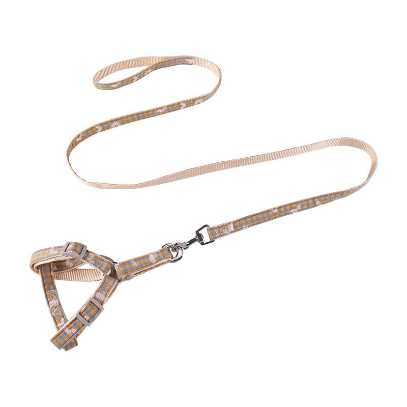 Pet Leash Small Medium Dog Leash Small Daisy Lattice Chest Harness Pet Supplies Pet Products for Dog Harness Fashion