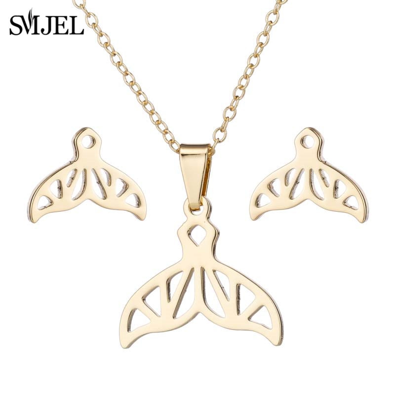 Stainless Steel Paw Necklace Earring for Women Simple Hollow Dog Paw Jewelry Sets Cute Cat Pendant Nekclaces 2023 Birthday Gift