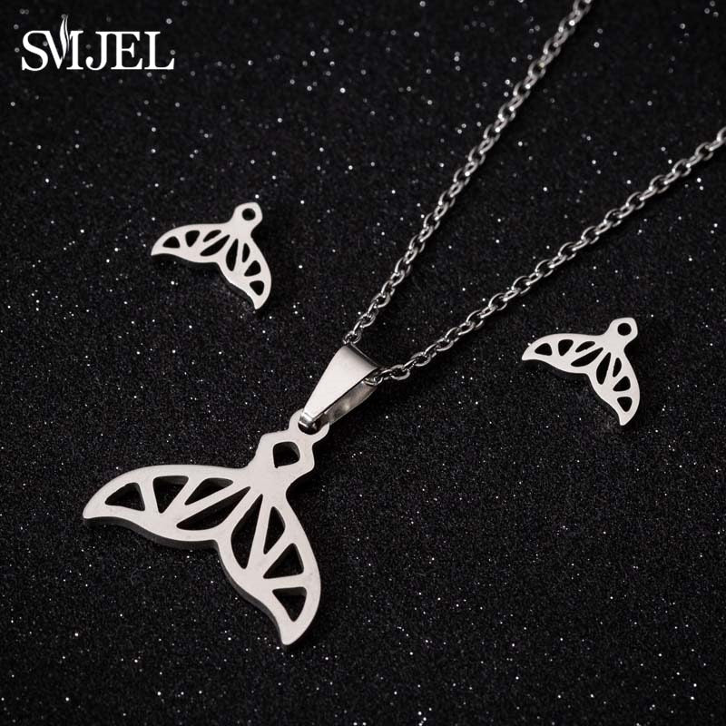 Stainless Steel Paw Necklace Earring for Women Simple Hollow Dog Paw Jewelry Sets Cute Cat Pendant Nekclaces 2023 Birthday Gift