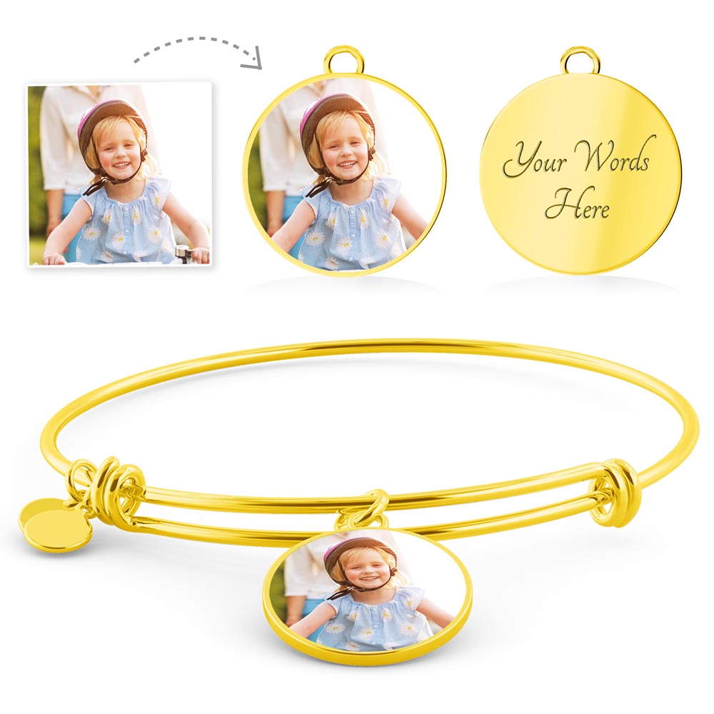 Circle Bangle gift with Custome picture of kid, pets and or significant other