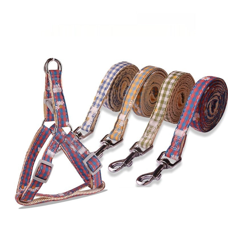 Pet Leash Small Medium Dog Leash Small Daisy Lattice Chest Harness Pet Supplies Pet Products for Dog Harness Fashion