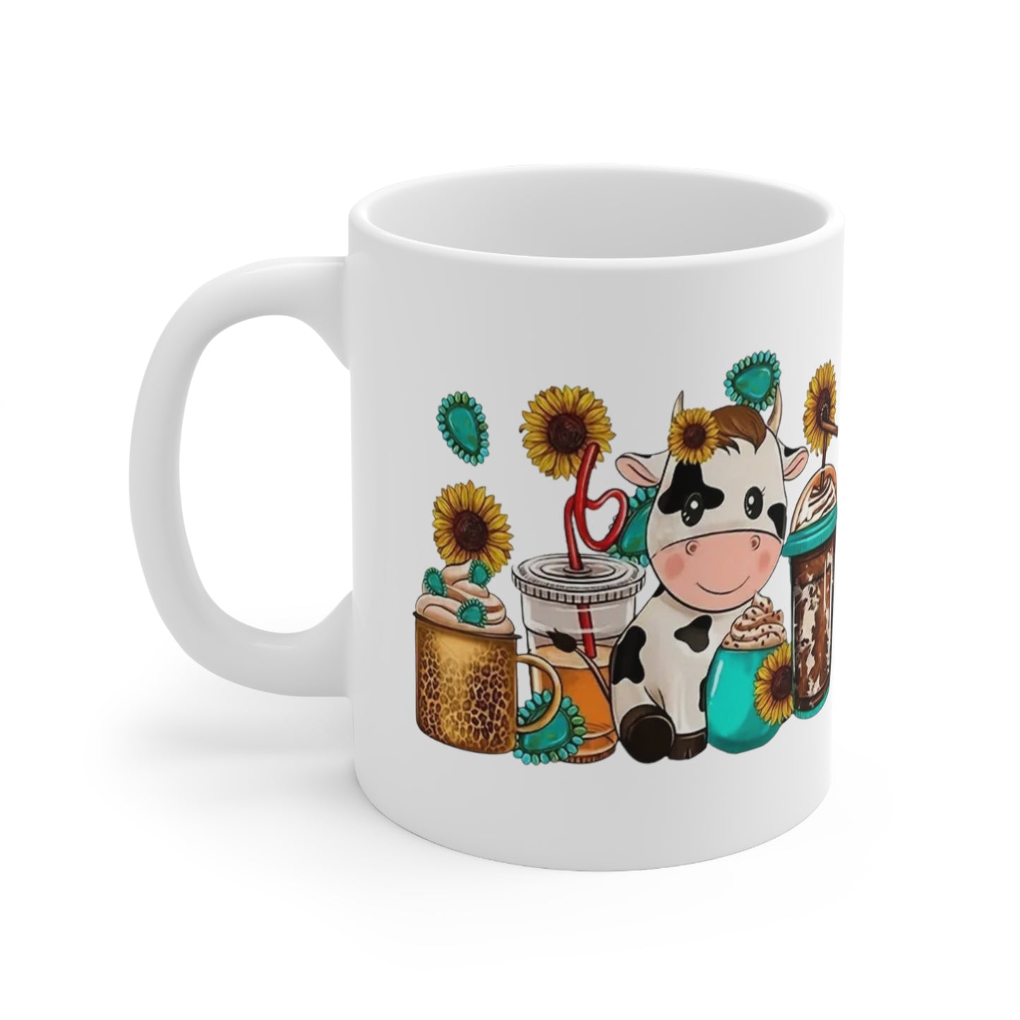 Cute cow Ceramic Mug 11oz contact seller for left handed mug