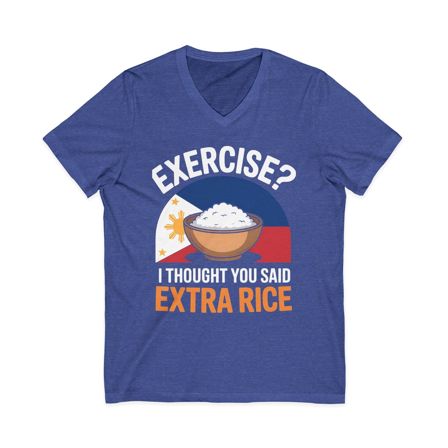 Rice Lover Tee, Filipino Spirit Shirt, Funny V-Neck Tee, Unisex Rice T-Shirt, Humorous Foodie Top