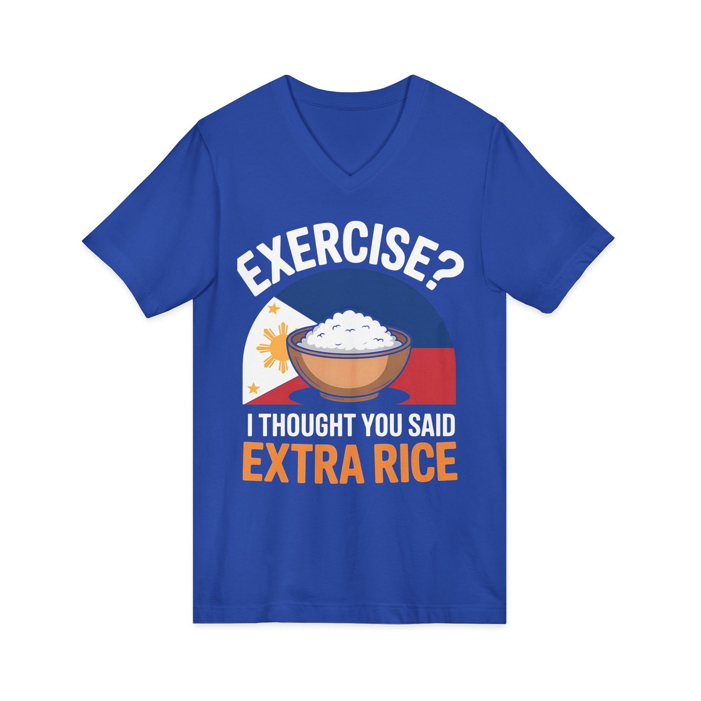 Rice Lover Tee, Filipino Spirit Shirt, Funny V-Neck Tee, Unisex Rice T-Shirt, Humorous Foodie Top