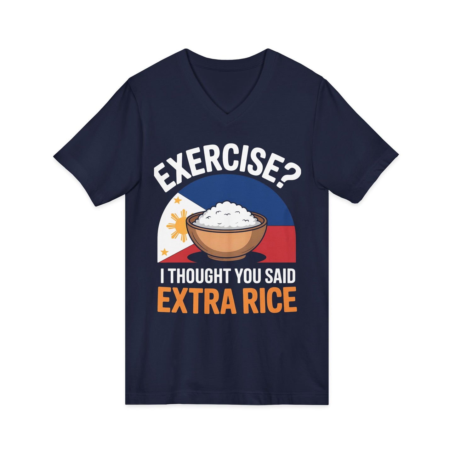 Rice Lover Tee, Filipino Spirit Shirt, Funny V-Neck Tee, Unisex Rice T-Shirt, Humorous Foodie Top
