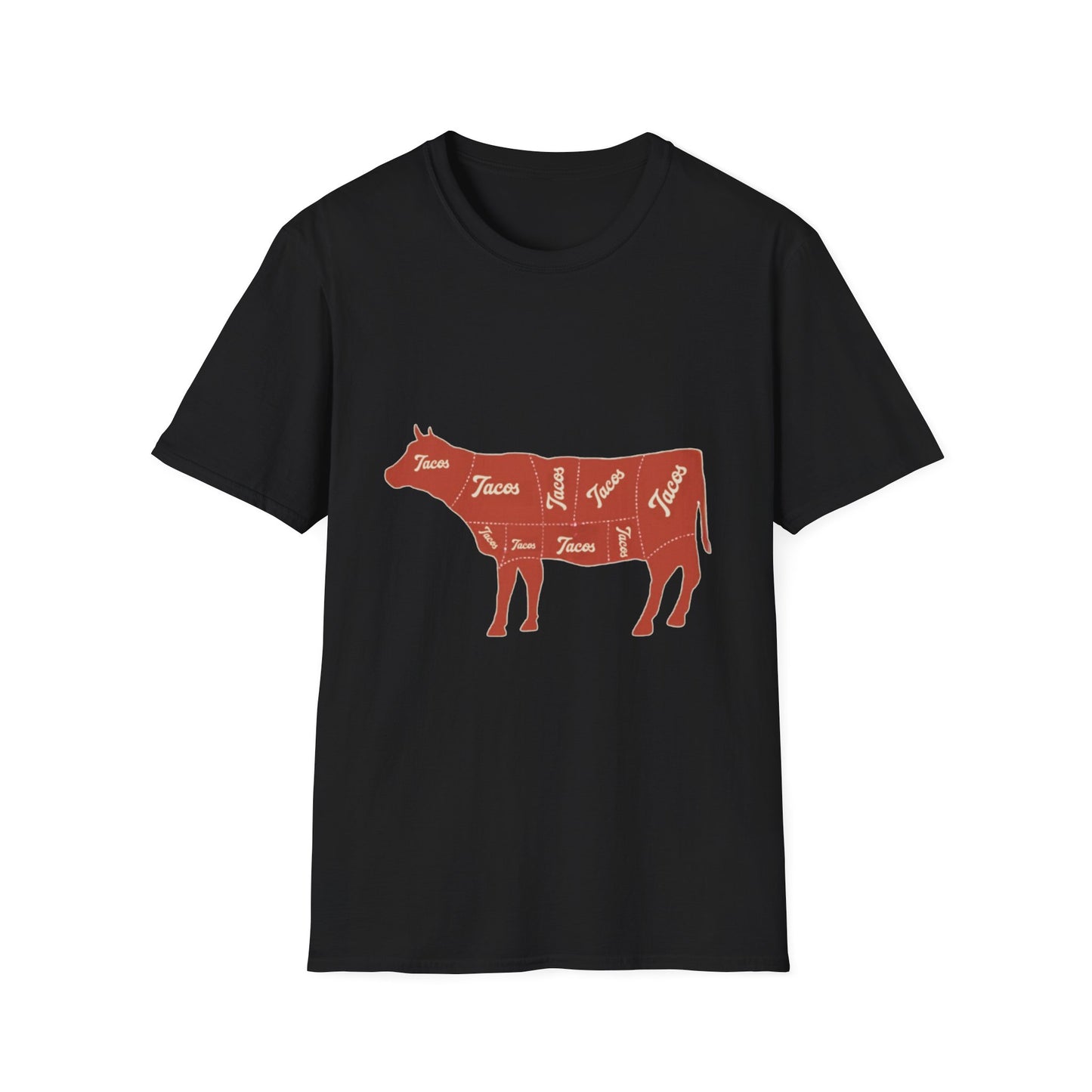 Funny Cow Taco Meat Diagram Unisex T-Shirt, Graphic Tee, Novelty Top, Animal Lover Gift, Farm Animal Shirt