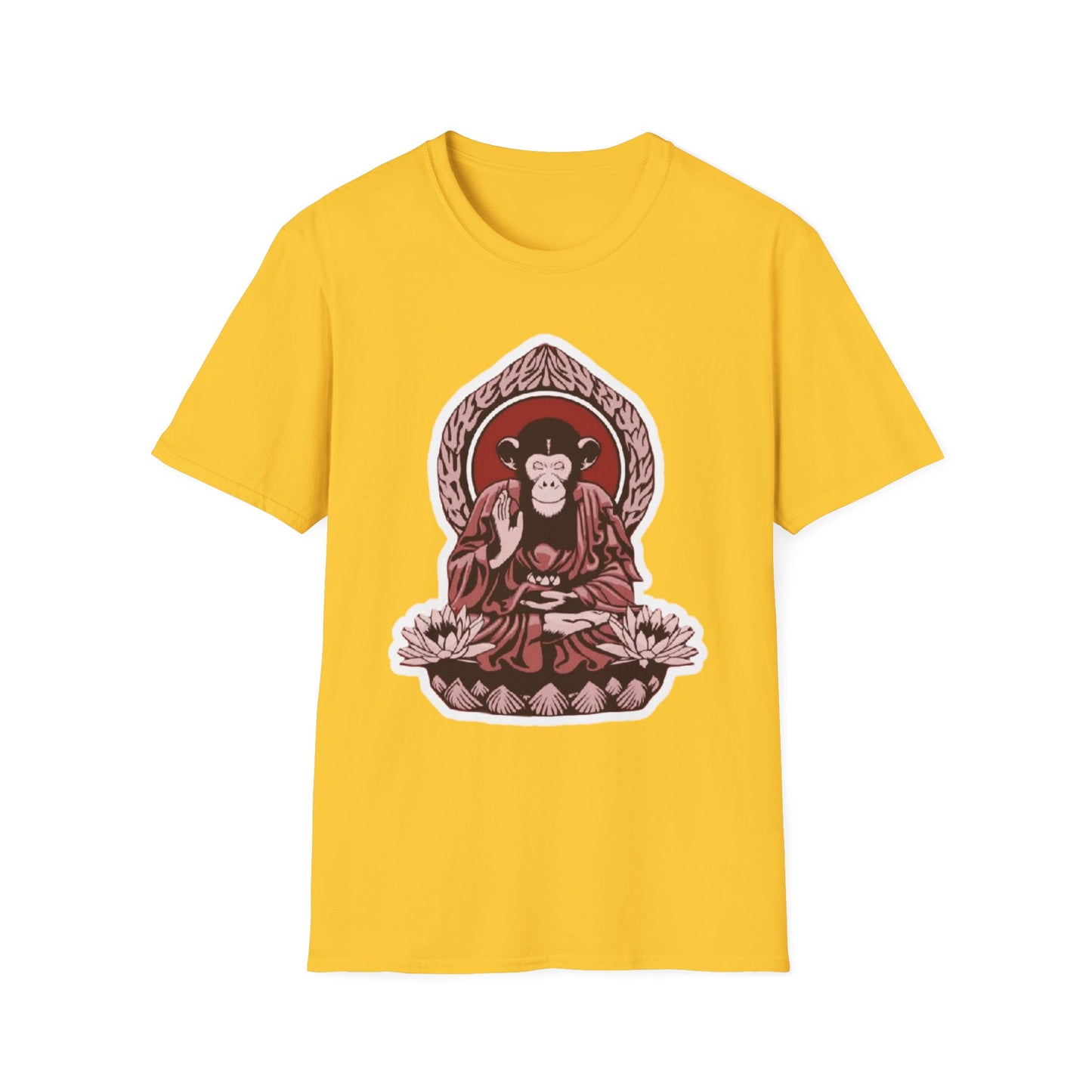 Chimpanzee Meditation T-Shirt, Buddhist Monkey Tee, Zen Animal Shirt, Mindfulness Top, Relaxation Apparel