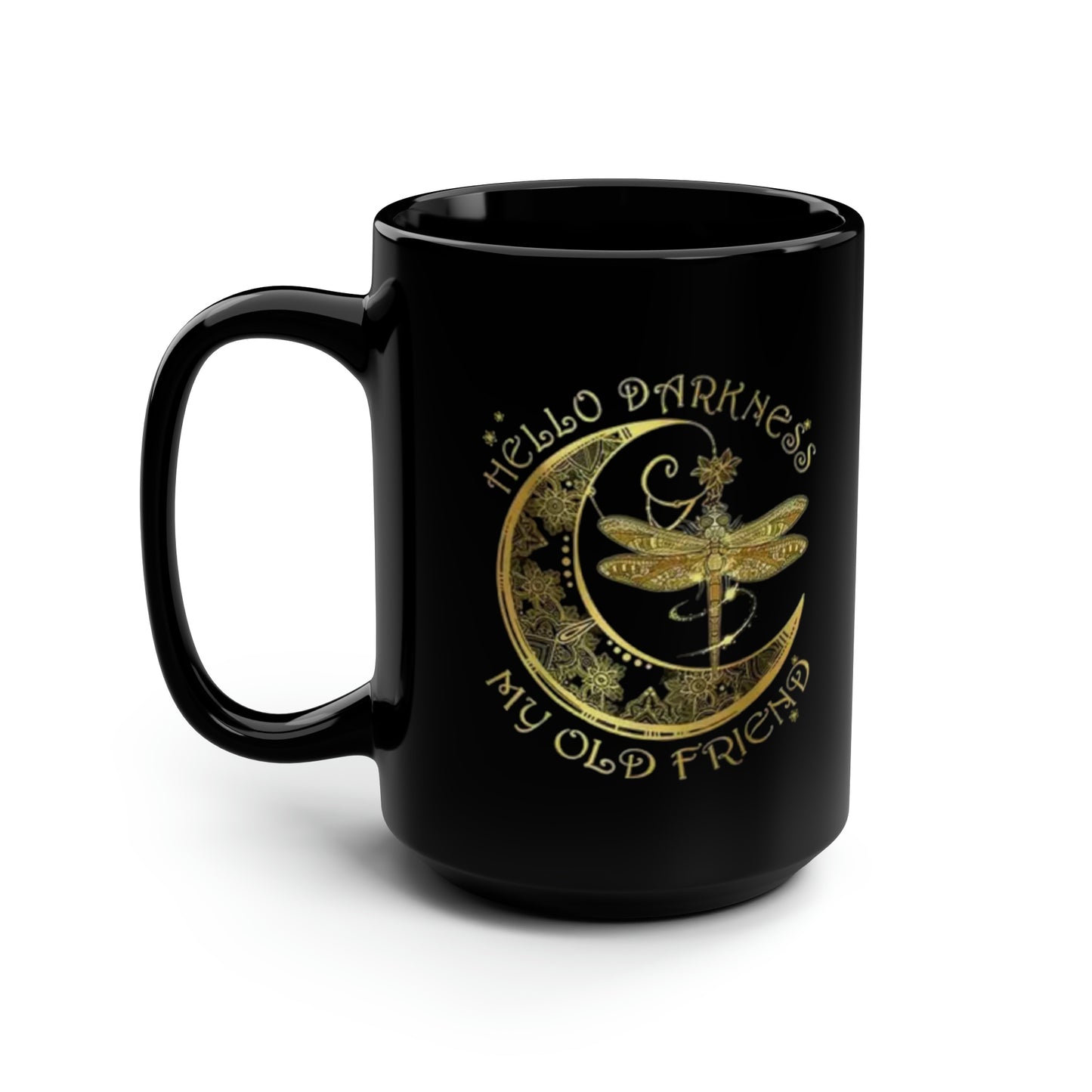 Fire fly (hello darkness)Black Mug, 15oz