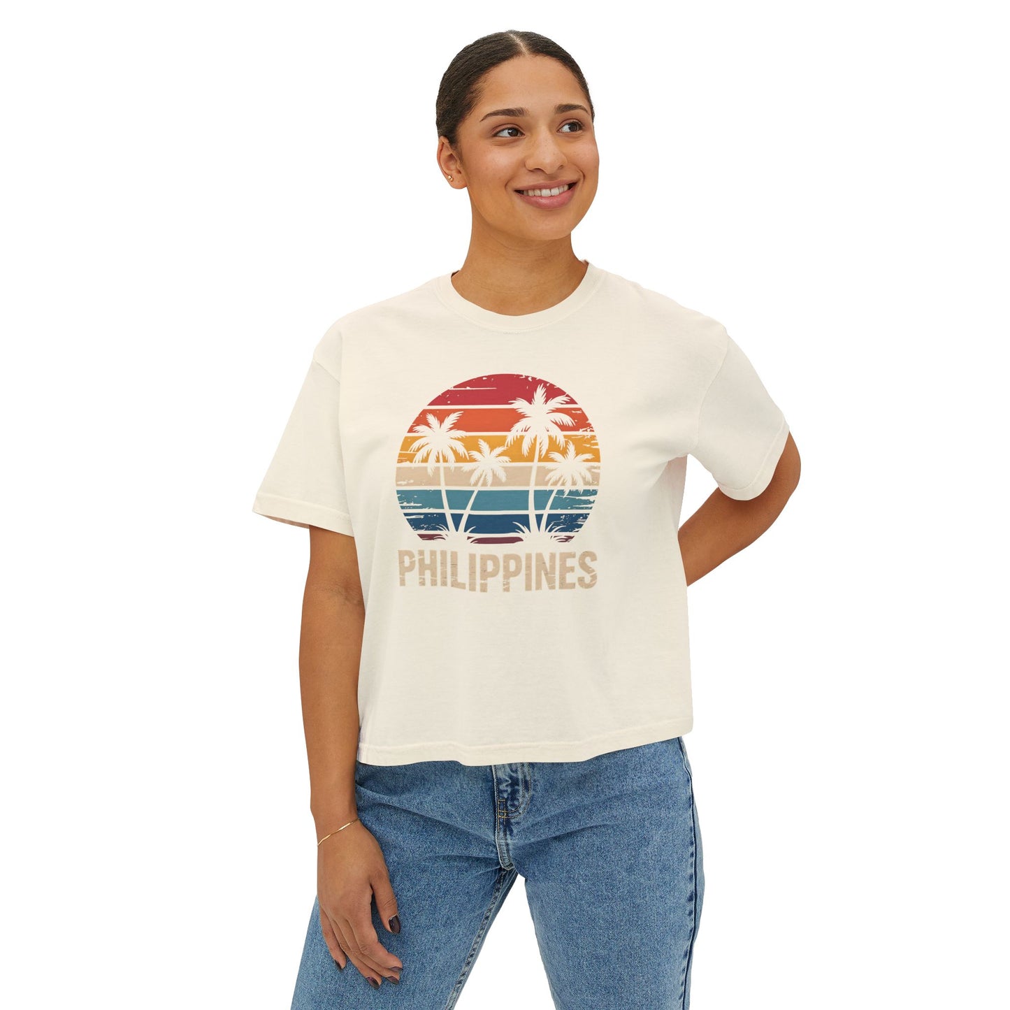 Philippines Heritage Women's Boxy Tee, Filipino Pride Shirt, Relaxed Fit Boxer Tshirt, Ethnic Cultural Clothing, Pinoy Top