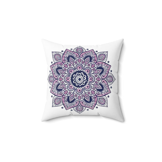 Purple Mandala Spun Polyester Square Pillow