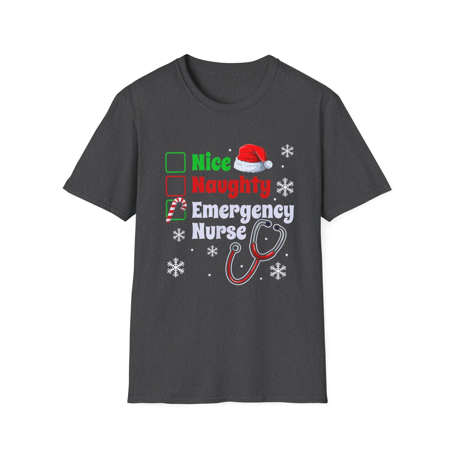 Emergency department naughty or nice  T-Shirt nurse, doctors respiratory tech , holiday medical staff shirt, hospital EMT, Paramedics