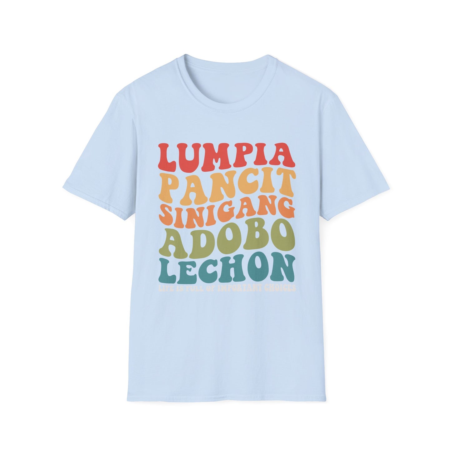 Filipino Food List T-Shirt | Filipino Pride, Lumpia Adobo Halo-Halo, Filipino Cuisine Tee