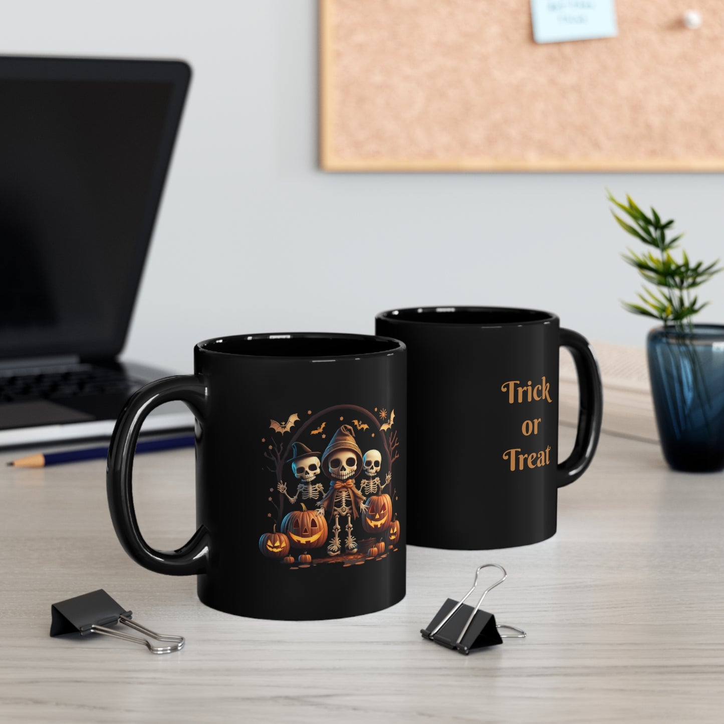 Skeleton trio 11oz Black Mug