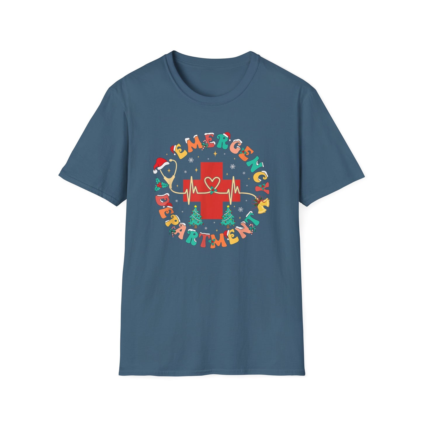 Emergency Department Festive Holiday T-Shirt - Christmas Nurse Doctor Medic Tee, Holiday Medical Staff Shirt, Hospital EMT Paramedic Uniform