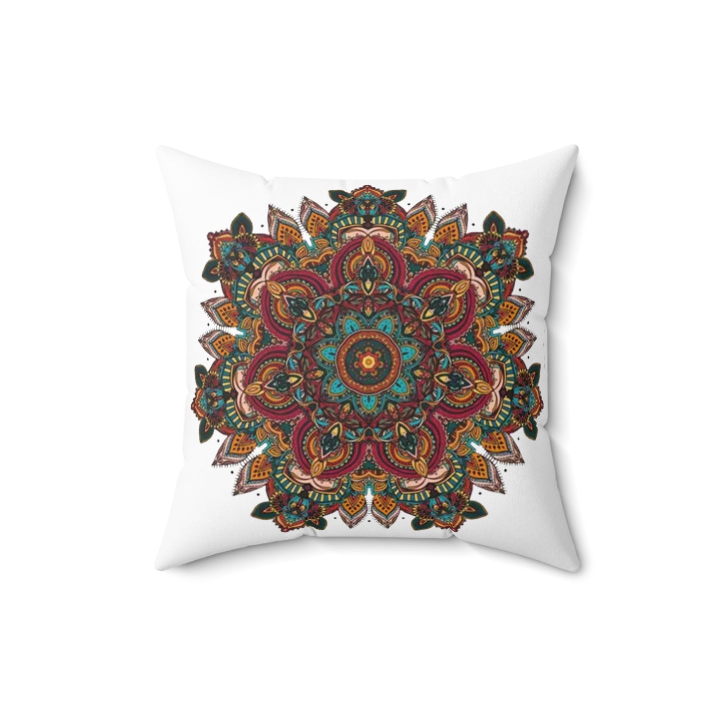 Multi Color Mandala Spun Polyester Square Pillow