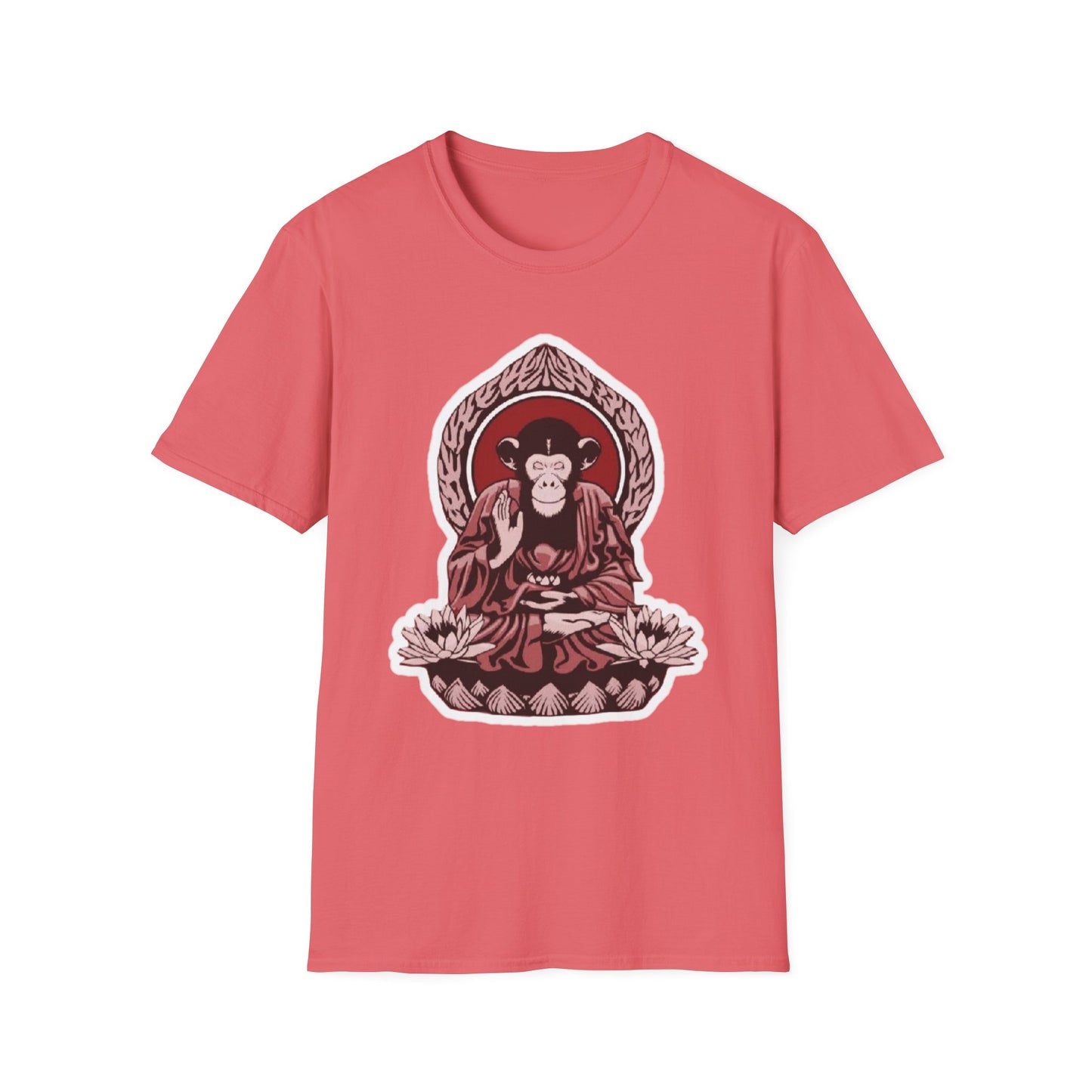 Chimpanzee Meditation T-Shirt, Buddhist Monkey Tee, Zen Animal Shirt, Mindfulness Top, Relaxation Apparel