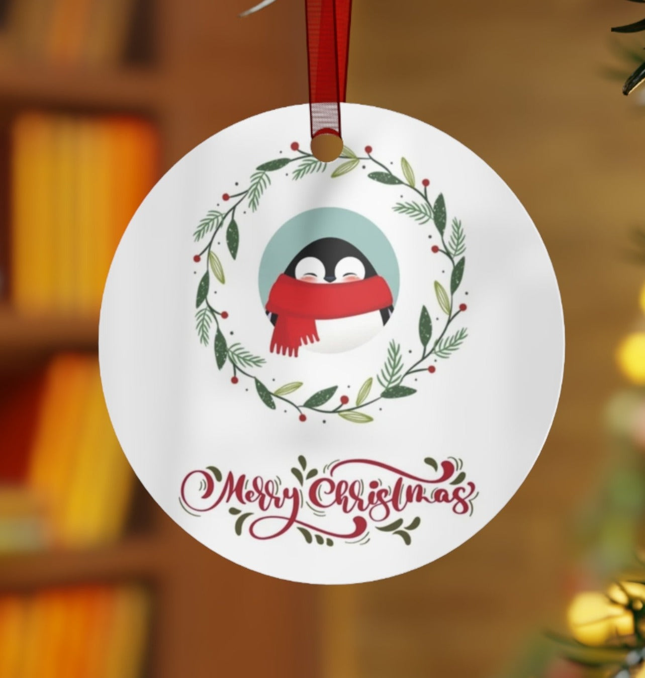 Penguin Christmas Metal Ornaments