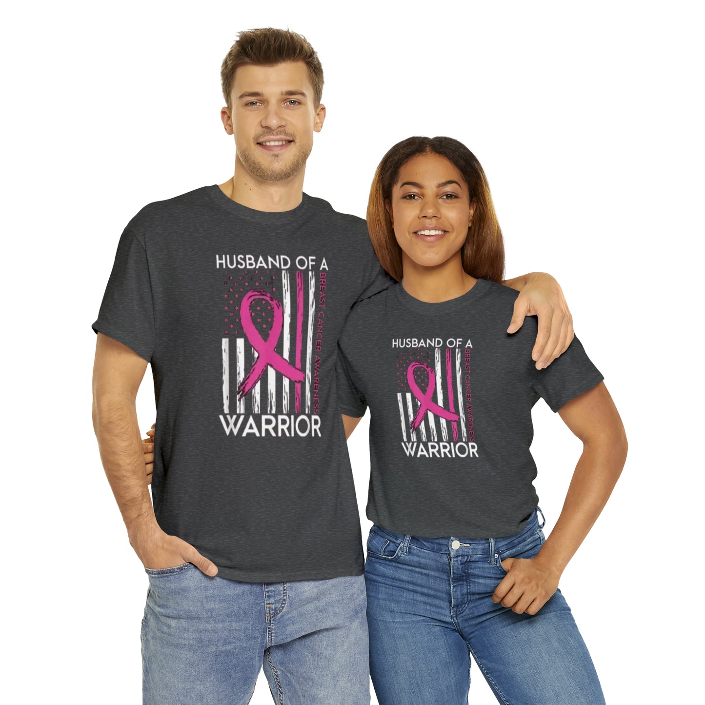 Husband of cancer awareness Unisex Heavy Cotton Tee