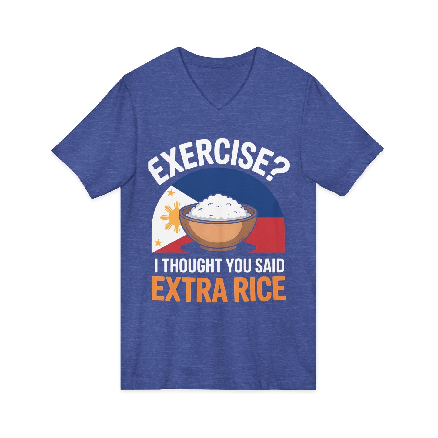 Rice Lover Tee, Filipino Spirit Shirt, Funny V-Neck Tee, Unisex Rice T-Shirt, Humorous Foodie Top
