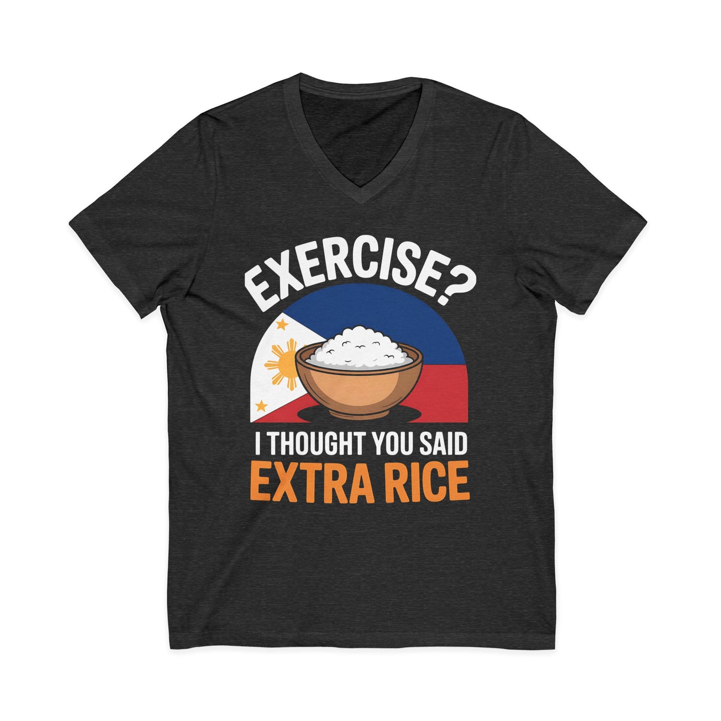 Rice Lover Tee, Filipino Spirit Shirt, Funny V-Neck Tee, Unisex Rice T-Shirt, Humorous Foodie Top