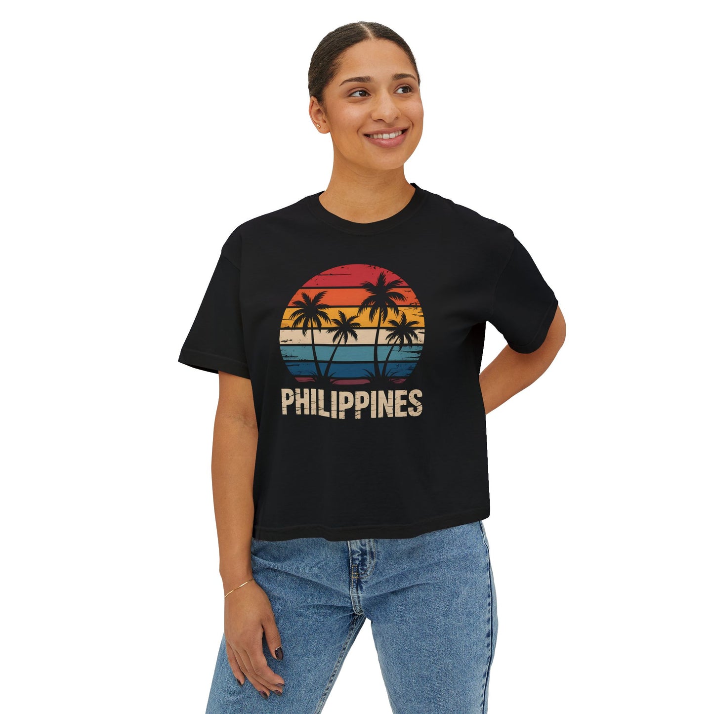 Philippines Heritage Women's Boxy Tee, Filipino Pride Shirt, Relaxed Fit Boxer Tshirt, Ethnic Cultural Clothing, Pinoy Top
