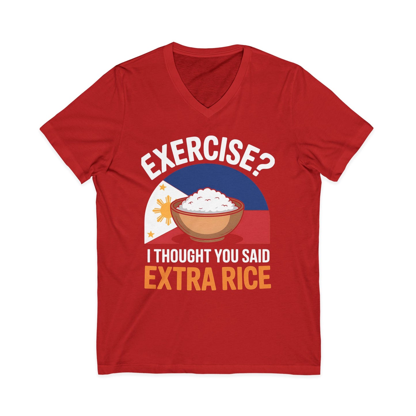 Rice Lover Tee, Filipino Spirit Shirt, Funny V-Neck Tee, Unisex Rice T-Shirt, Humorous Foodie Top
