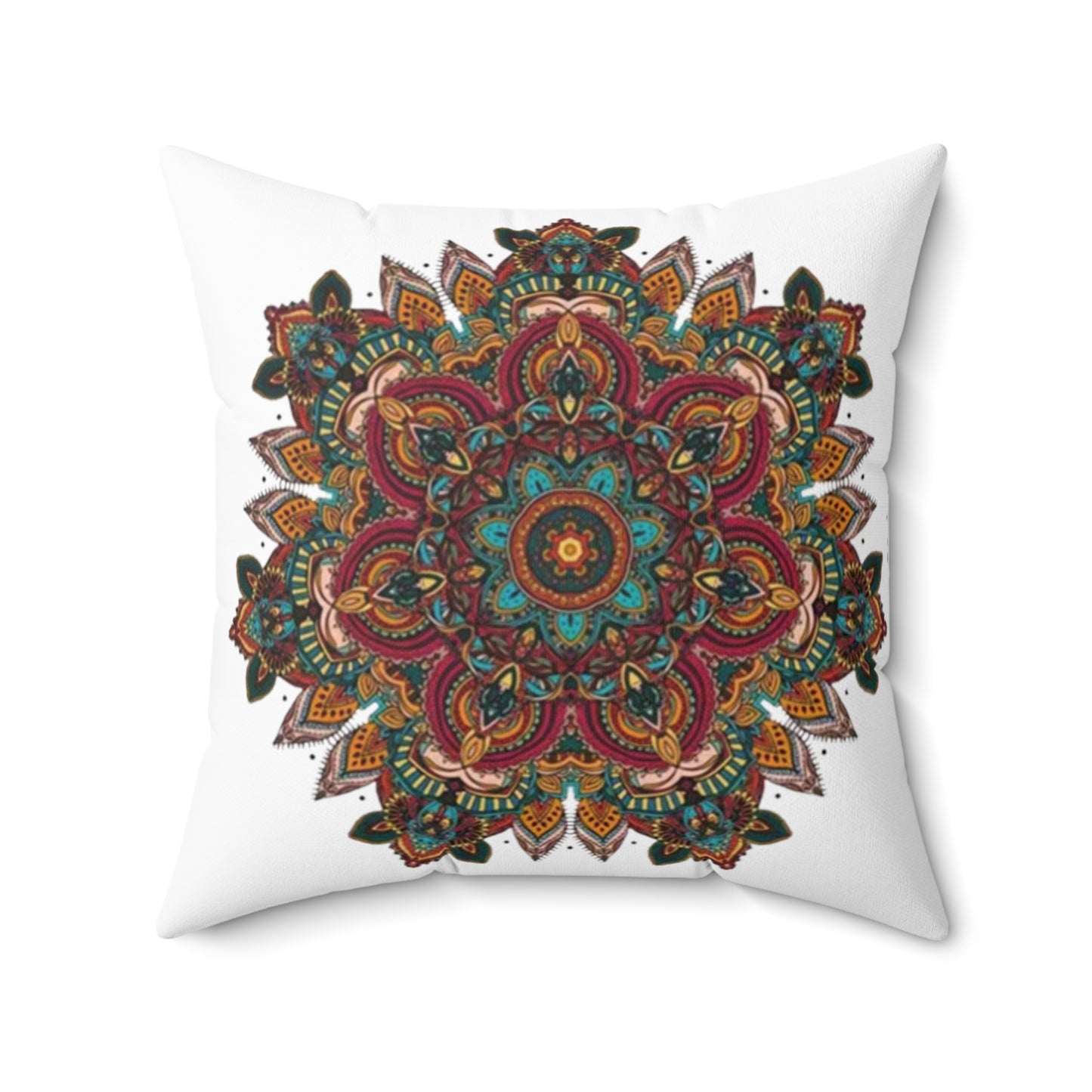 Multi Color Mandala Spun Polyester Square Pillow