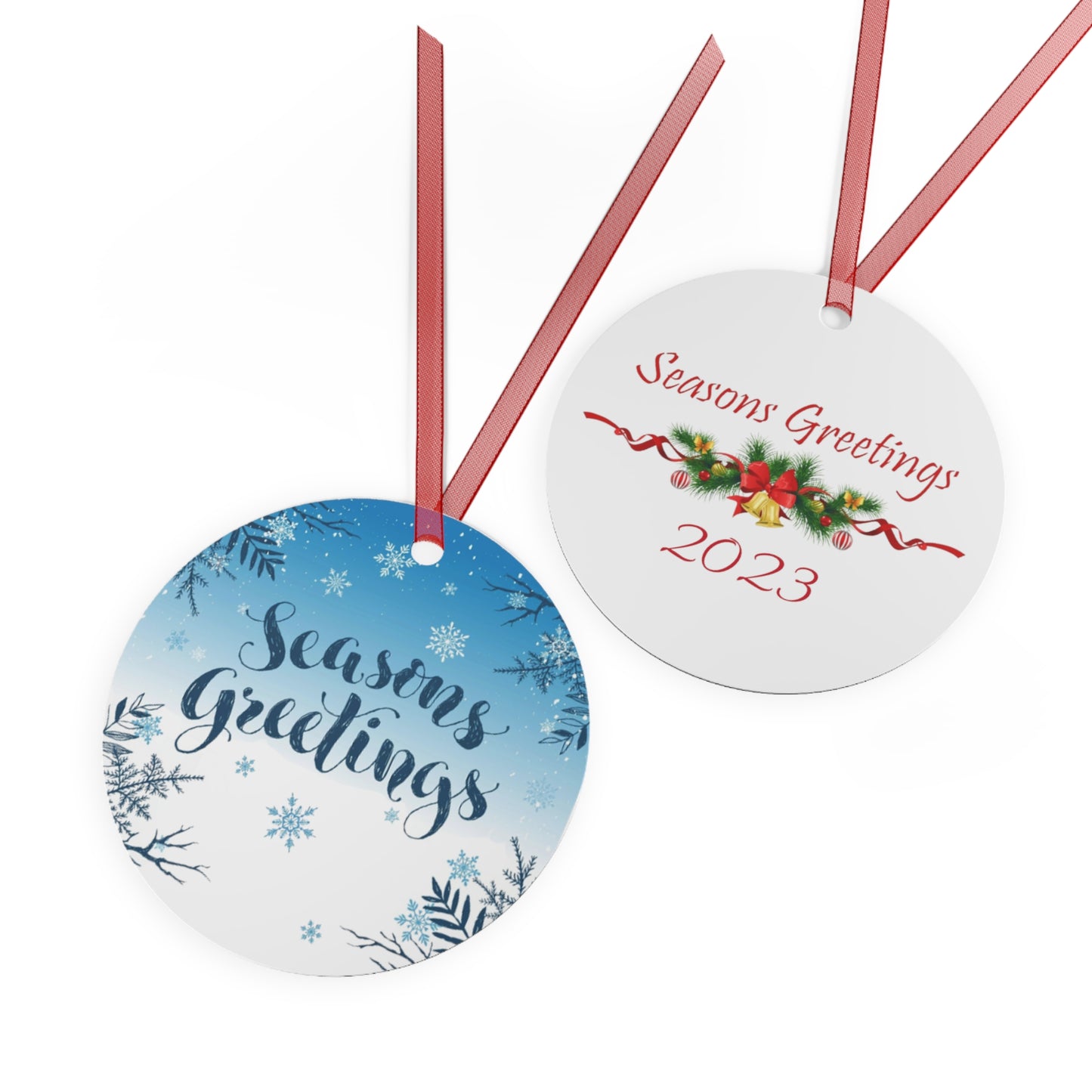 Season's Greetings Metal Ornaments