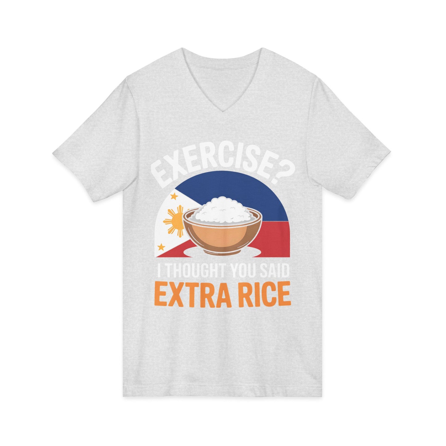Rice Lover Tee, Filipino Spirit Shirt, Funny V-Neck Tee, Unisex Rice T-Shirt, Humorous Foodie Top