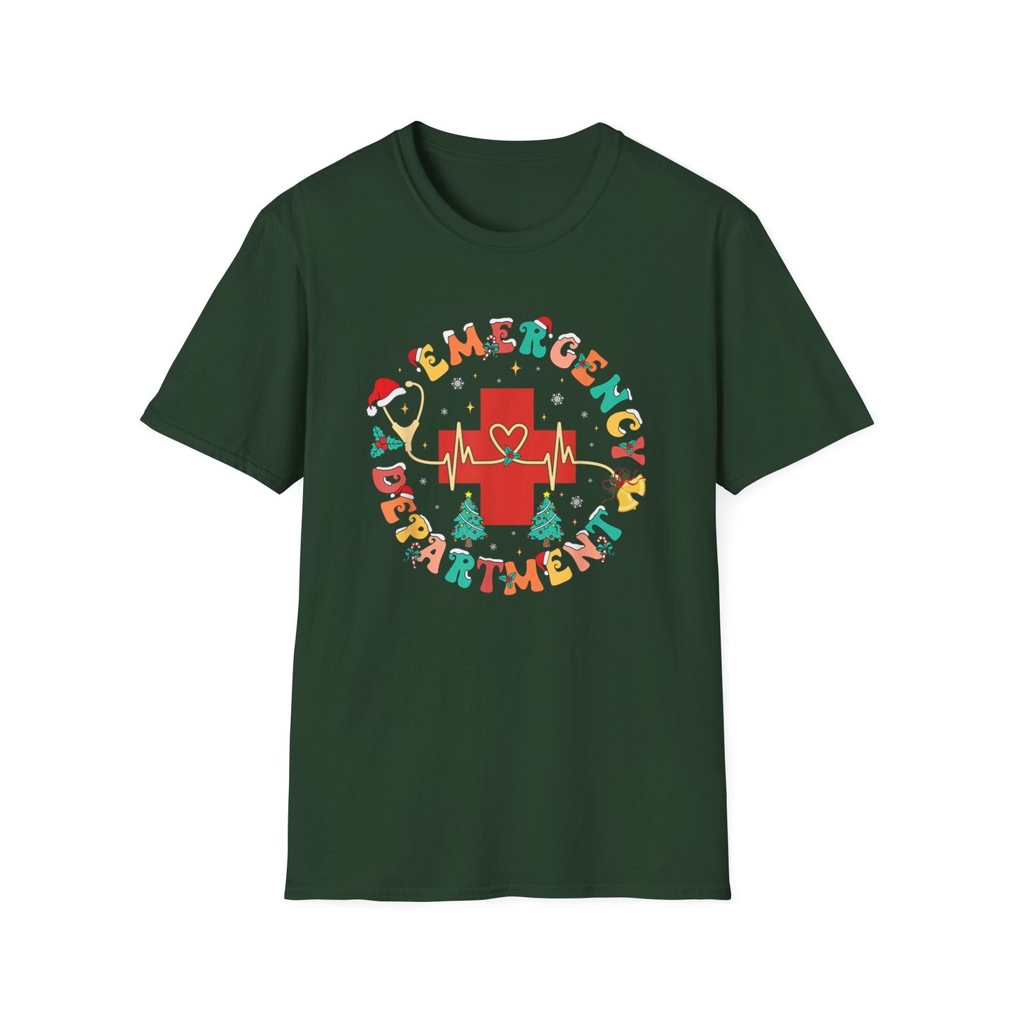 Emergency Department Festive Holiday T-Shirt - Christmas Nurse Doctor Medic Tee, Holiday Medical Staff Shirt, Hospital EMT Paramedic Uniform
