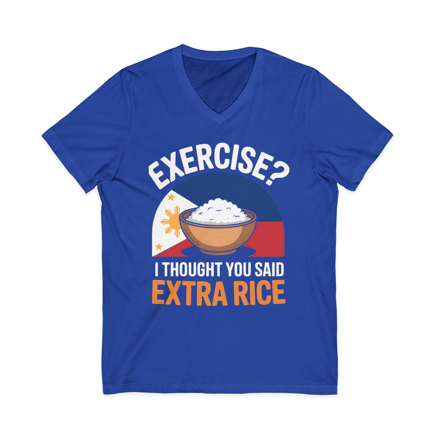 Rice Lover Tee, Filipino Spirit Shirt, Funny V-Neck Tee, Unisex Rice T-Shirt, Humorous Foodie Top
