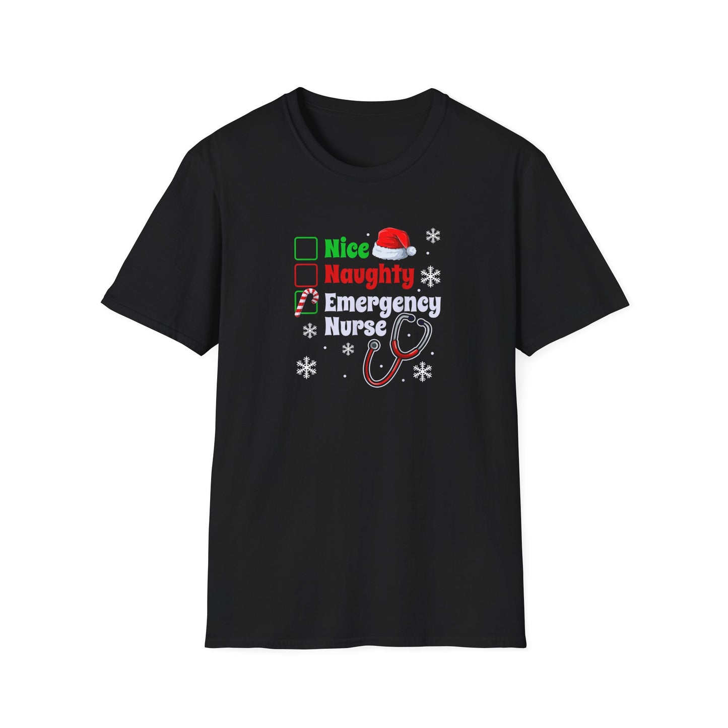 Emergency department naughty or nice  T-Shirt nurse, doctors respiratory tech , holiday medical staff shirt, hospital EMT, Paramedics