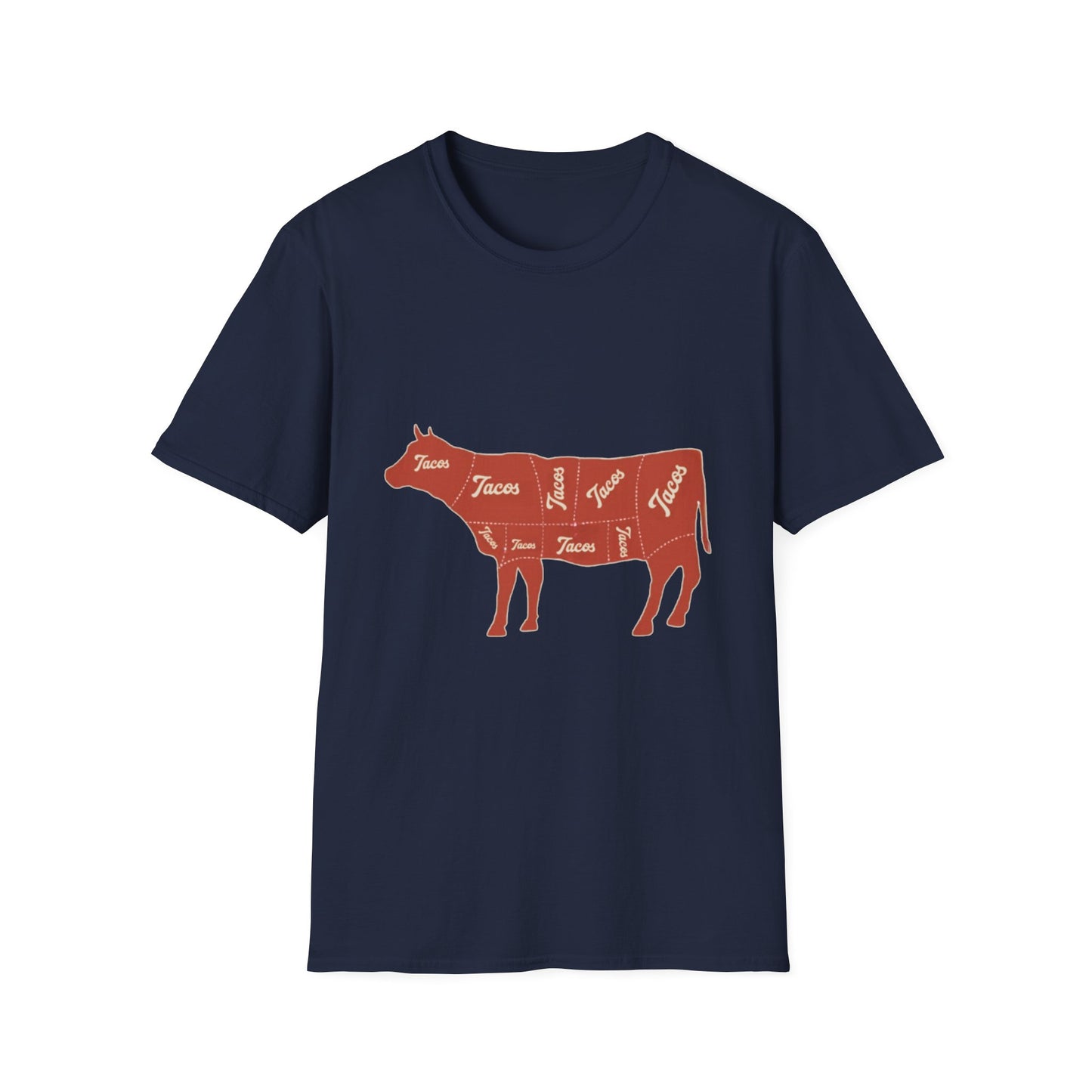 Funny Cow Taco Meat Diagram Unisex T-Shirt, Graphic Tee, Novelty Top, Animal Lover Gift, Farm Animal Shirt