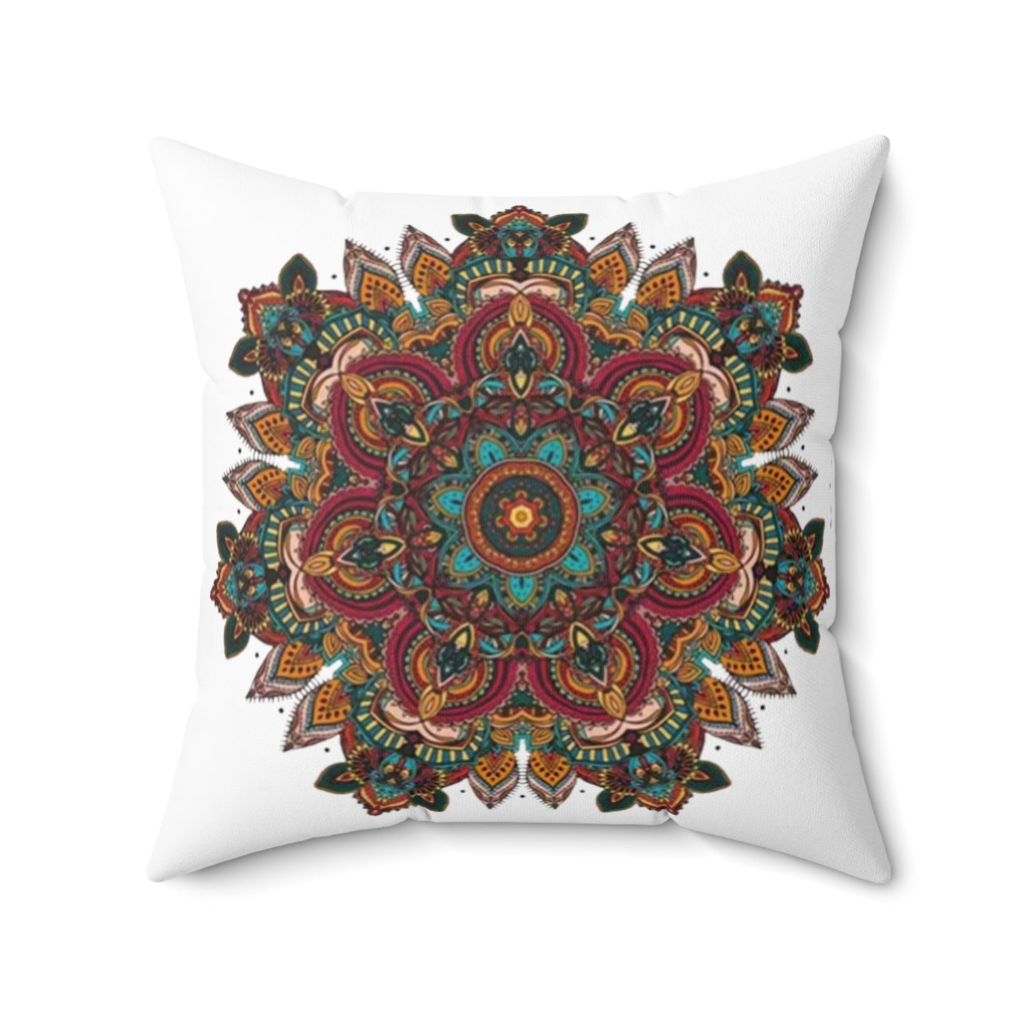 Multi Color Mandala Spun Polyester Square Pillow