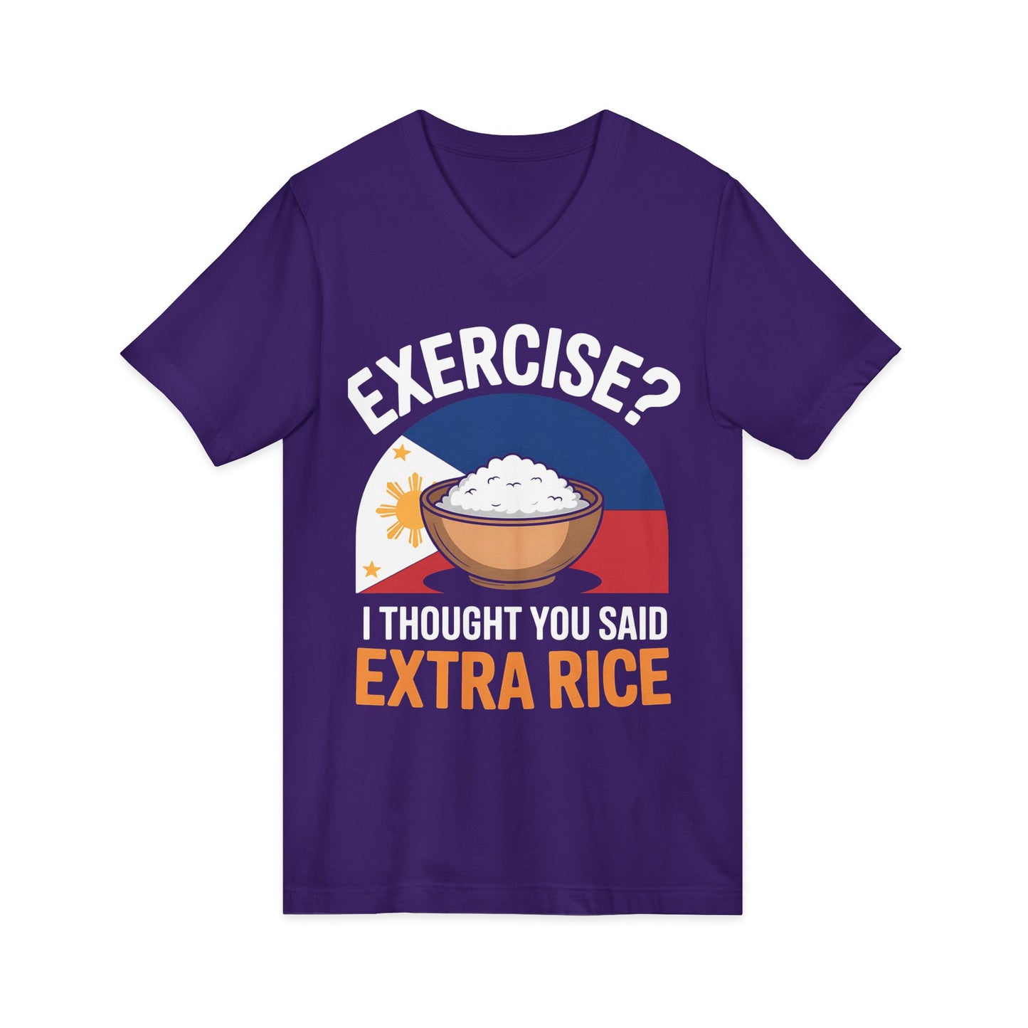 Rice Lover Tee, Filipino Spirit Shirt, Funny V-Neck Tee, Unisex Rice T-Shirt, Humorous Foodie Top