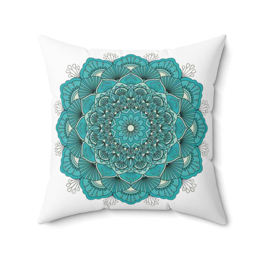 Blue Mandala Spun Polyester Square Pillow