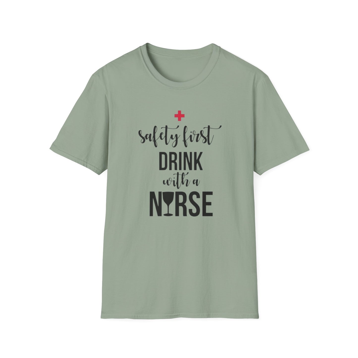 Nurse Drinking Shirt, Funny Healthcare Tee, Safety First Nurse Gift, Hospital Staff T-Shirt, Medical Worker Apparel