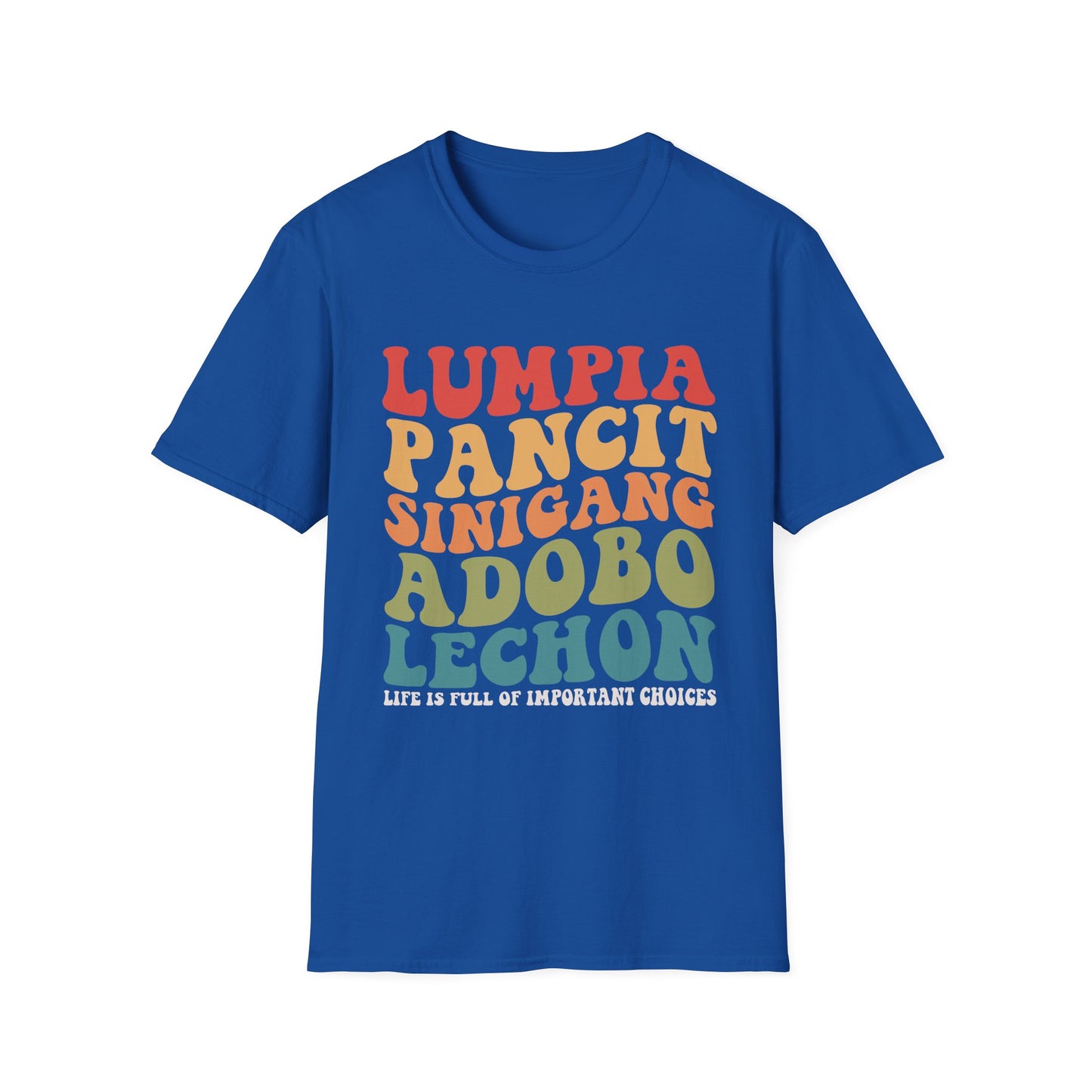 Filipino Food List T-Shirt | Filipino Pride, Lumpia Adobo Halo-Halo, Filipino Cuisine Tee